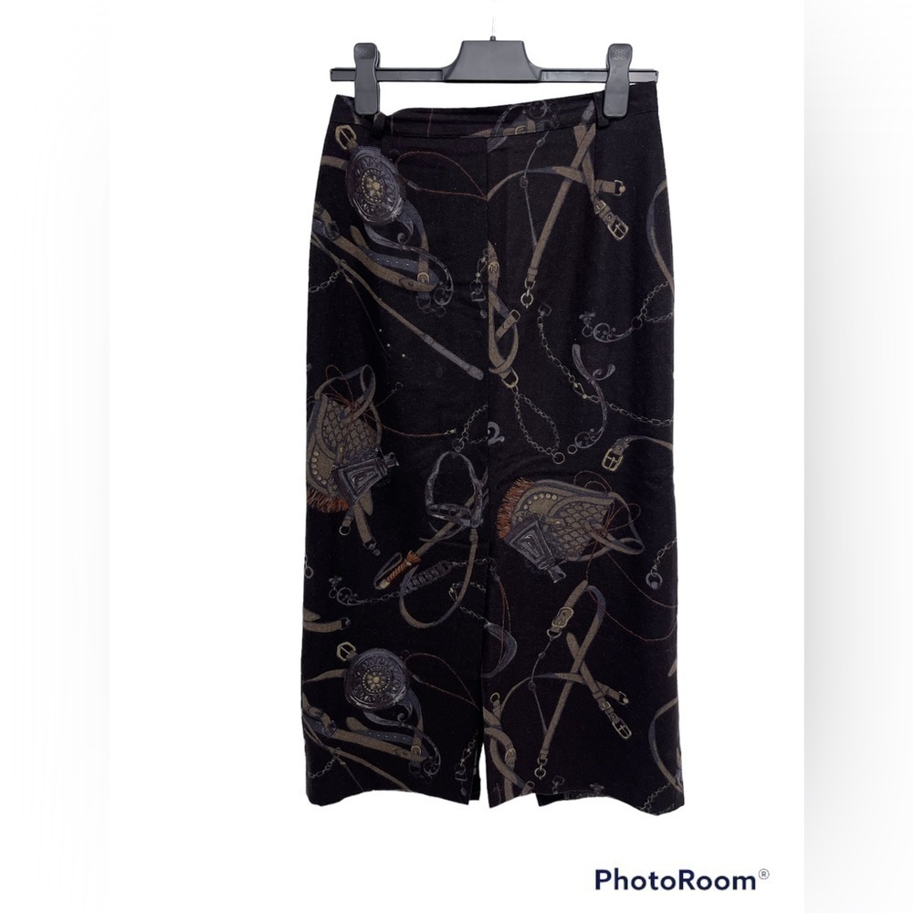 Vintage equestrian virgin wool long skirt hammer